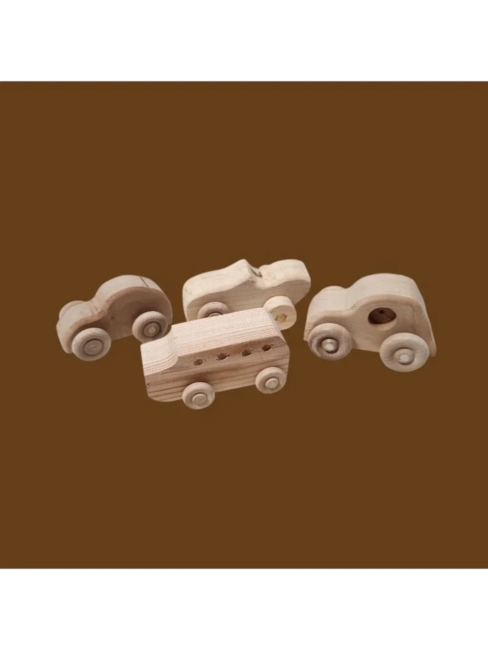 Handcrafted Wooden Toy Cars Set Of 4 – Natural Finish Durable Wooden Wheels